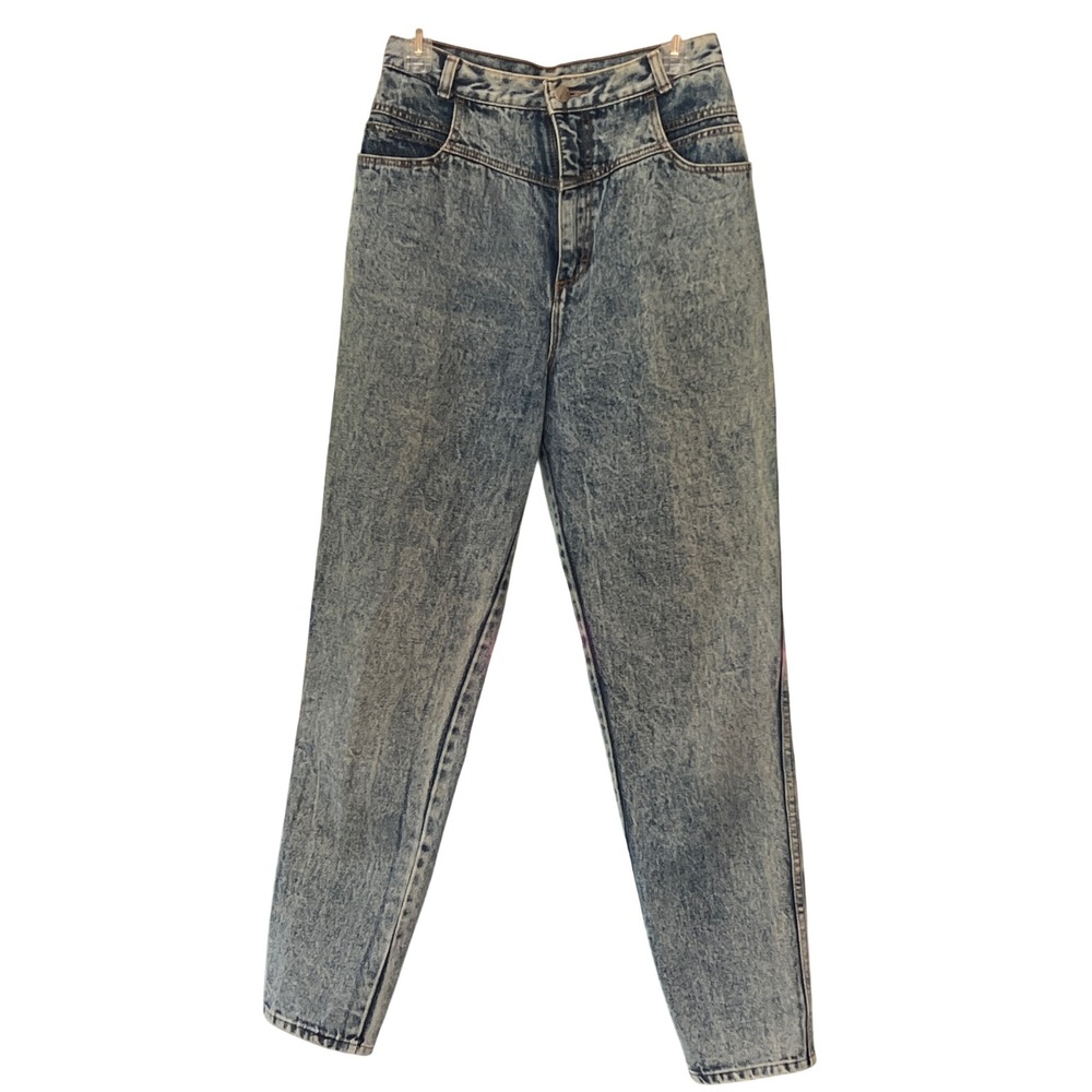 Vintage PS Gitano High Waisted Acid Wash Tapered Leg Jeans Blue Cotton Womens 10